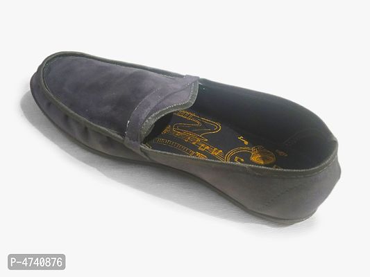 Men's Stylish and Trendy Grey Solid Suede Casual Loafers-thumb2