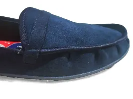 Men's Stylish and Trendy Navy Blue Solid Suede Casual Loafers-thumb3