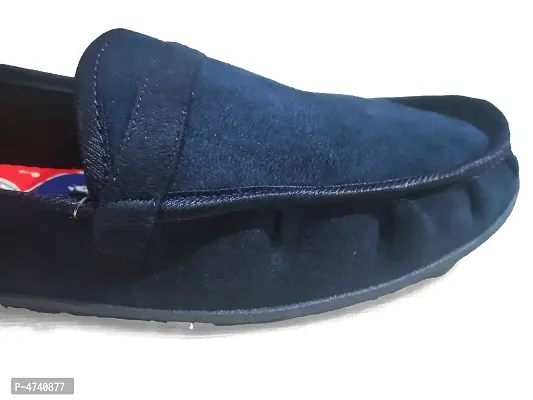 Men's Stylish and Trendy Navy Blue Solid Suede Casual Loafers-thumb4