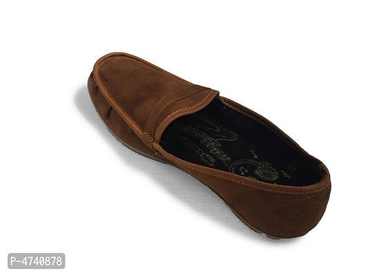 Men's Stylish and Trendy Tan Solid Suede Casual Loafers-thumb2
