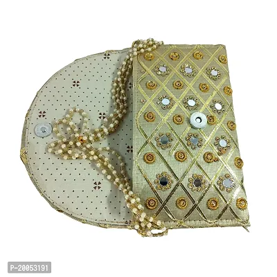 Silk Traditional Mirror Work Envelope Clutch/Hand Purse Bag for Women/Girls-thumb2