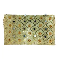 Silk Traditional Mirror Work Envelope Clutch/Hand Purse Bag for Women/Girls-thumb2