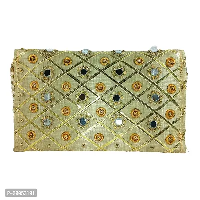 Silk Traditional Mirror Work Envelope Clutch/Hand Purse Bag for Women/Girls-thumb3