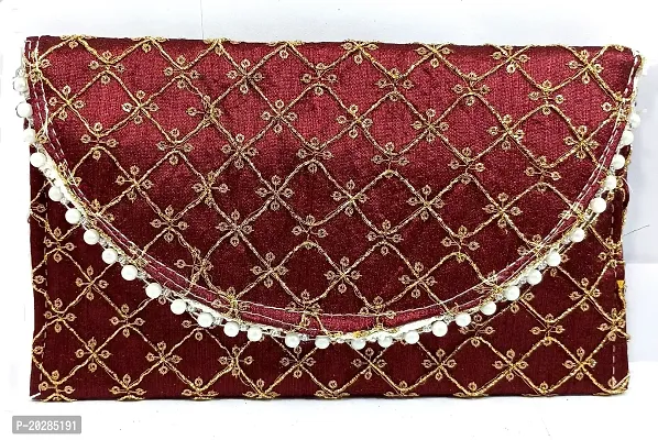 Shree Govindam Women's Cotton Handmade Traditional Rajasthani Embroidery Clutch Handbag Purse-thumb0