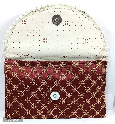 Shree Govindam Women's Cotton Handmade Traditional Rajasthani Embroidery Clutch Handbag Purse-thumb3