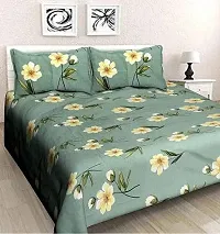 Ruh Rose 100% Poly Cotton Double Bed Sheet for Double Bed with 2 Pillow Covers Set, Queen Size 90x90 inch and Pillow Cover Size 16x26 inch Bedsheet Series, 180 TC, 3D Printed Pattern (Multi 8)-thumb2