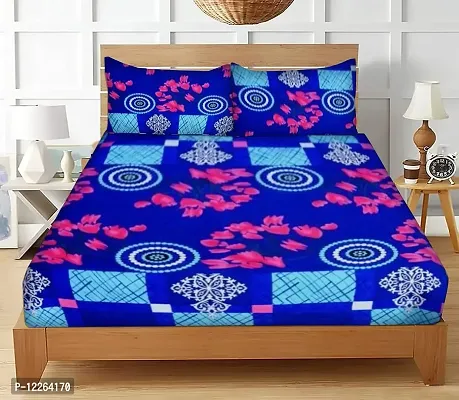 Ruhht Rose 100% Poly Cotton Double Bed Sheet for Double Bed with 2 Pillow Covers Set, Queen Size 90x90 inch and Pillow Cover Size 16x26 inch Bedsheet Series, 180 TC, 3D Printed Pattern