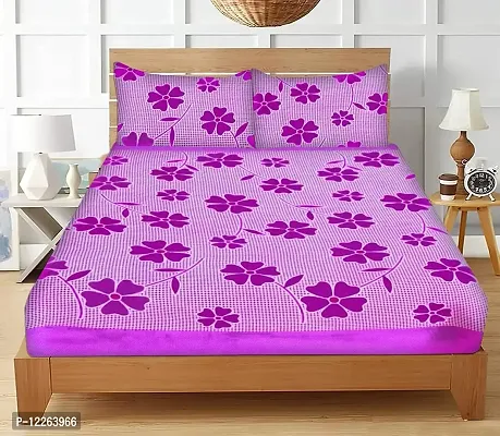 Ruh u8Rose 100% Poly Cotton Double Bed Sheet for Double Bed with 2 Pillow Covers Set, Queen Size 90x90 inch and Pillow Cover Size 16x26 inch Bedsheet Series, 180 TC, 3D Printed Pattern