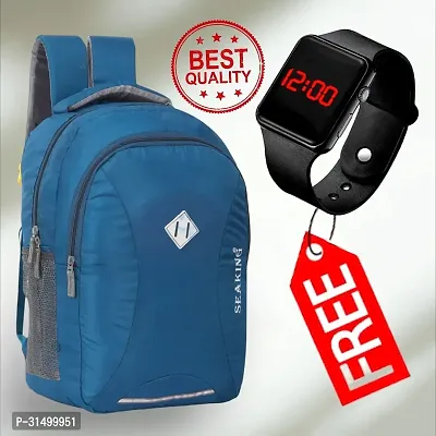 Trendy Blue 35L Unisex Backpacks For School Office Travel With Watch-thumb0