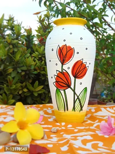 Orange Tulip Flower Vase 8 for home decor,table,office,gift item,living room-thumb0
