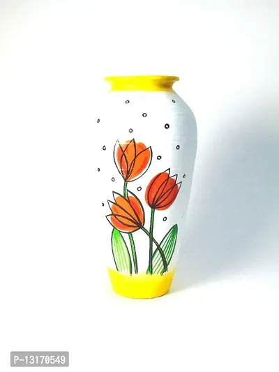 Orange Tulip Flower Vase 8 for home decor,table,office,gift item,living room-thumb2