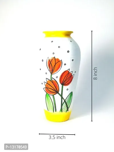 Orange Tulip Flower Vase 8 for home decor,table,office,gift item,living room-thumb4
