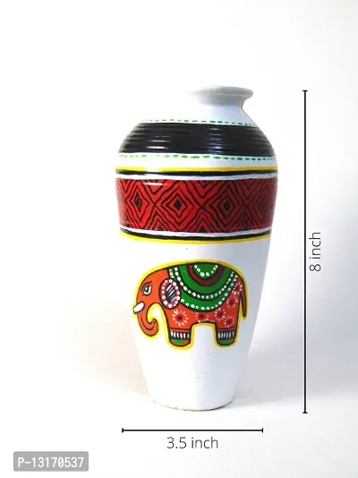 Madhubani Horse Painting Terracotta Vase 8 for home decor,table,office,gift item,living room-thumb3