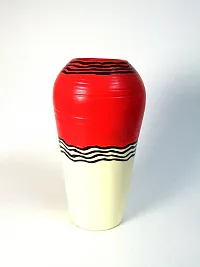 Red and cream Hand painted terracotta vase-thumb2