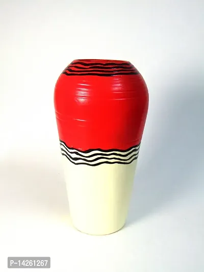 Red and cream Hand painted terracotta vase-thumb3