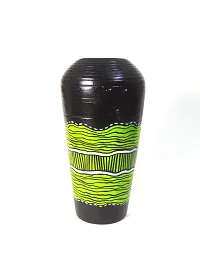 Black and Green hand painted 8 terracotta vase-thumb2