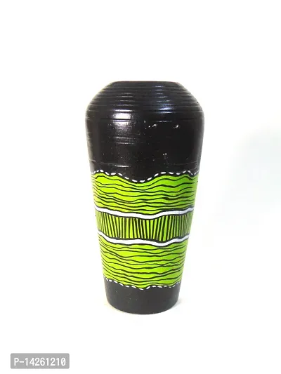 Black and Green hand painted 8 terracotta vase-thumb3