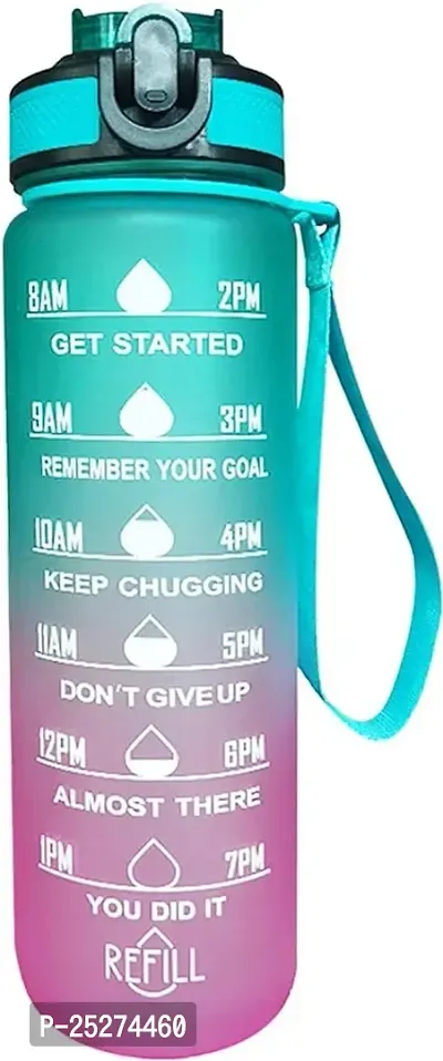 Water Bottle With Straw And Time Markings Large Capacity For Sports Gym Office Camping And Running-thumb0