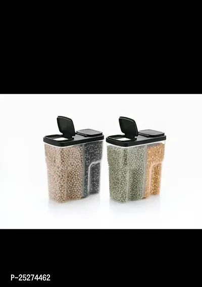 Plastic Airtight Canisters 2500 Ml Container Set Of 2 Black-thumb0