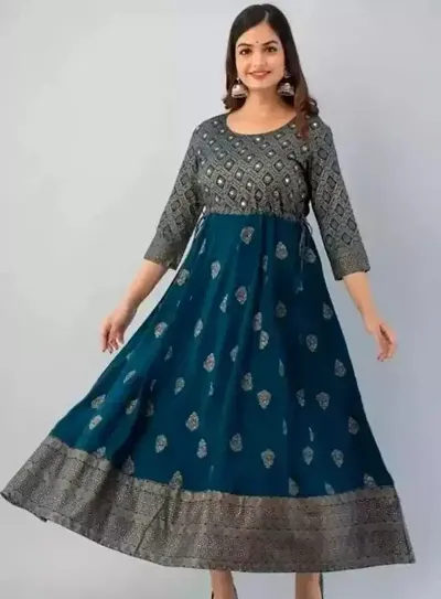 Stylish Rayon Anarkali Printed Kurta