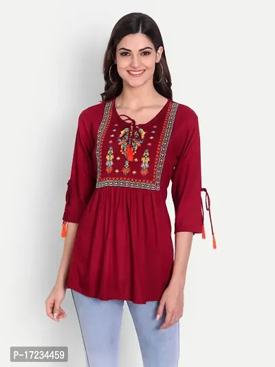 Beautiful embroidered maroon short top