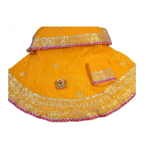 Traditional Jaipuri Rajasthani Gota Patti Handwork Kota Doria Ready To Wear Lehenga Dupatta With Unstitched Blouse Piece