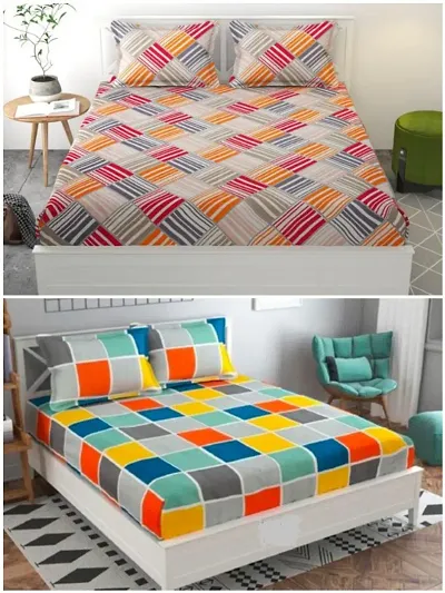 Fancy Glace Cotton Printed Bedsheets combo of 2 Vol 1