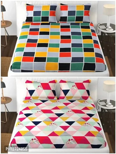 elastic fitted double bed king size multi color bedsheet combo pack of (2+4)