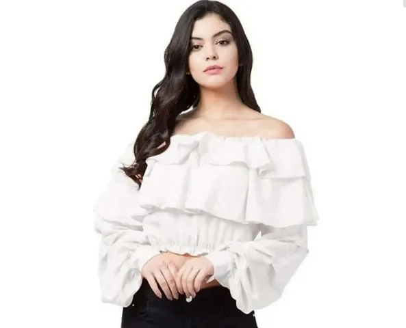 Rey Retails Casual Regular Sleeves Solid Women White Top