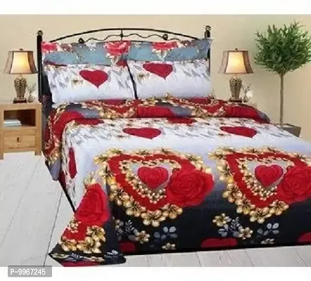 Trendy Polycotton Double 1 Bedsheet + 2 Pillowcovers-thumb0