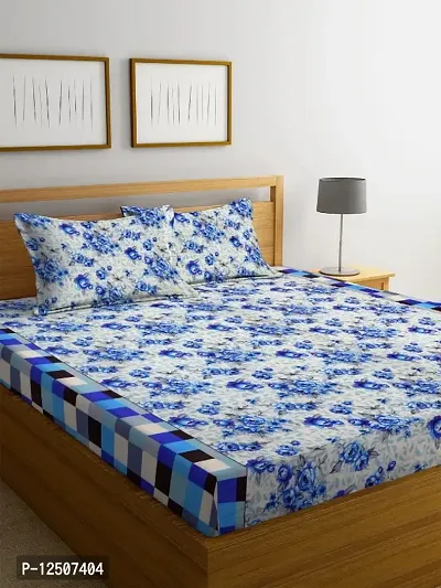 Classic Cotton Blend Printed Double Bedsheet with Pillow Covers-thumb0