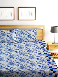 Classic Cotton Blend Printed Double Bedsheet with Pillow Covers-thumb1