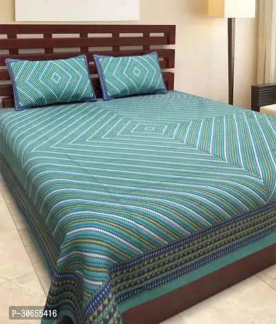 Comfortable Cotton Printed King Bedsheet with Two Pillow Covers-thumb0