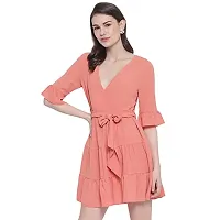 trendy divva Women's Short Wrap Dress - Coral-thumb1