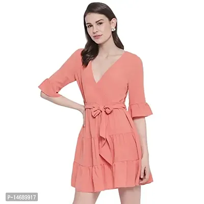 trendy divva Women's Short Wrap Dress - Coral-thumb2