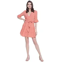 trendy divva Women's Short Wrap Dress - Coral-thumb4
