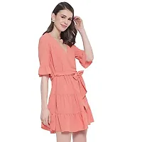 trendy divva Women's Short Wrap Dress - Coral-thumb2