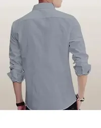 Reliable Grey Cotton Long Sleeves Casual Shirts For Men-thumb1