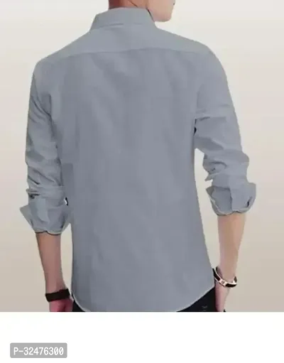 Reliable Grey Cotton Long Sleeves Casual Shirts For Men-thumb2