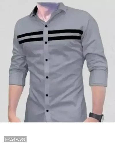 Reliable Grey Cotton Long Sleeves Casual Shirts For Men-thumb0