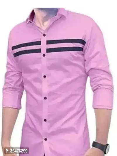 Reliable Pink Cotton Long Sleeves Casual Shirts For Men-thumb0