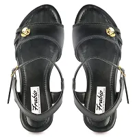 Aedee Women Sandals Casual Flip Flops Beach Sandals Ankle Strap Flat Sandals for Women (Black) -4 UK-thumb3