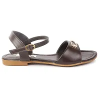 Aedee Women's Flat Sandals/Ankle Strap Flat/Sandal/Stylish women Sandal (Black)-5 UK-thumb2