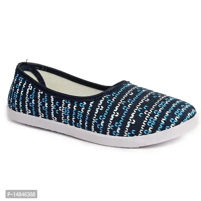 Aedee Women's Casual Printed Bellie/Loafer for Women's/Shoes for Women's Stylish/Latest Bellie for Women's and Girls (Blue-BLLIE-103)