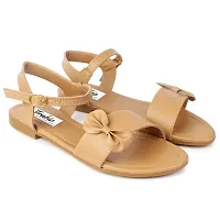 Aedee Women's Sandals Casual Flip Flops Beach Sandals Ankle Strap Flat Sandals for Women (Beige) -8 UK-thumb1