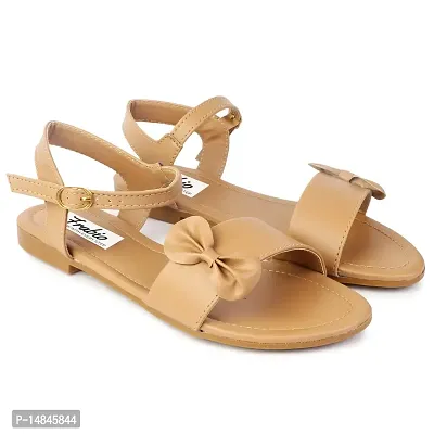 Aedee Women's Sandals Casual Flip Flops Beach Sandals Ankle Strap Flat Sandals for Women (Beige) -8 UK-thumb2