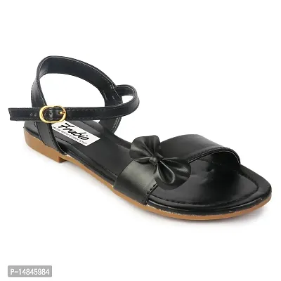Aedee Women's Sandals Casual Flip Flops Beach Sandals Ankle Strap Flat Sandal for Women (Black) -4 UK