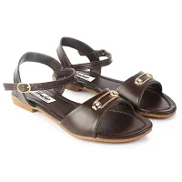 Aedee Women's Flat Sandals/Ankle Strap Flat/Sandal/Stylish women Sandal (Black)-5 UK-thumb1