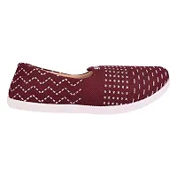 Aedee Women Slip On Flats Comfortable Casual Dress Belly Slip on Super Lightweight Women Bellies  Non-Slippery Belly for Women (Maroon)-thumb1