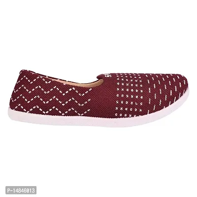 Aedee Women Slip On Flats Comfortable Casual Dress Belly Slip on Super Lightweight Women Bellies  Non-Slippery Belly for Women (Maroon)-thumb2